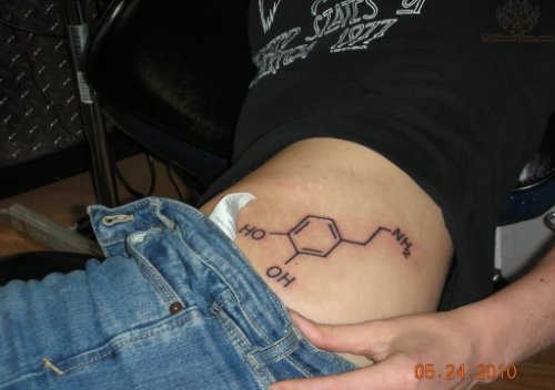 Dopamine Molecule Tattoo On Side Rib